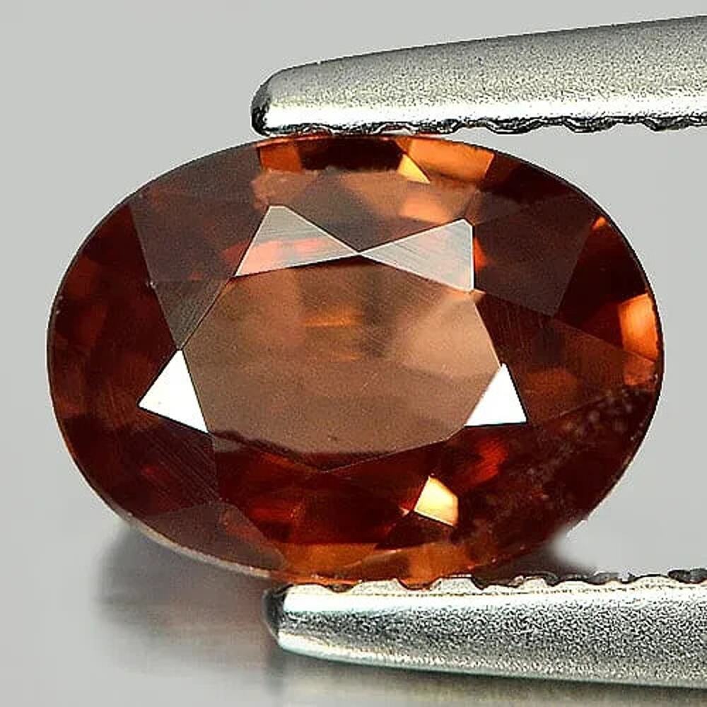 0.93 Ct Natural Imperial Zircon Oval Cut Cognac Red Cambodia